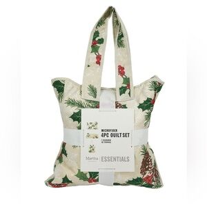 Martha Stewart Quilt Set Reversible Holiday Holly Berry Christmas quilt